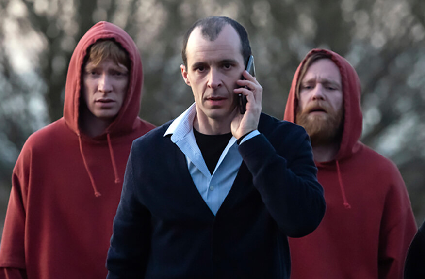 Domhnall Gleeson as Doofus, Tom Vaughan-Lawlor as Peter-Brian, and Brian Gleeson as Frank Marron