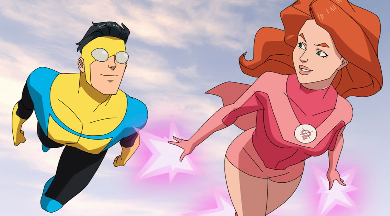 Steven Yeun as Invincible and Gillian Jacobs as Atom Eve