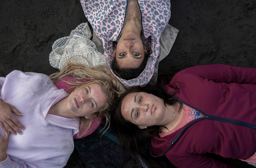 Mia Healey as Shelby Goodkind, Sophia Ali as Fatin Jadmani, and Jenna Clause as Martha Blackburn