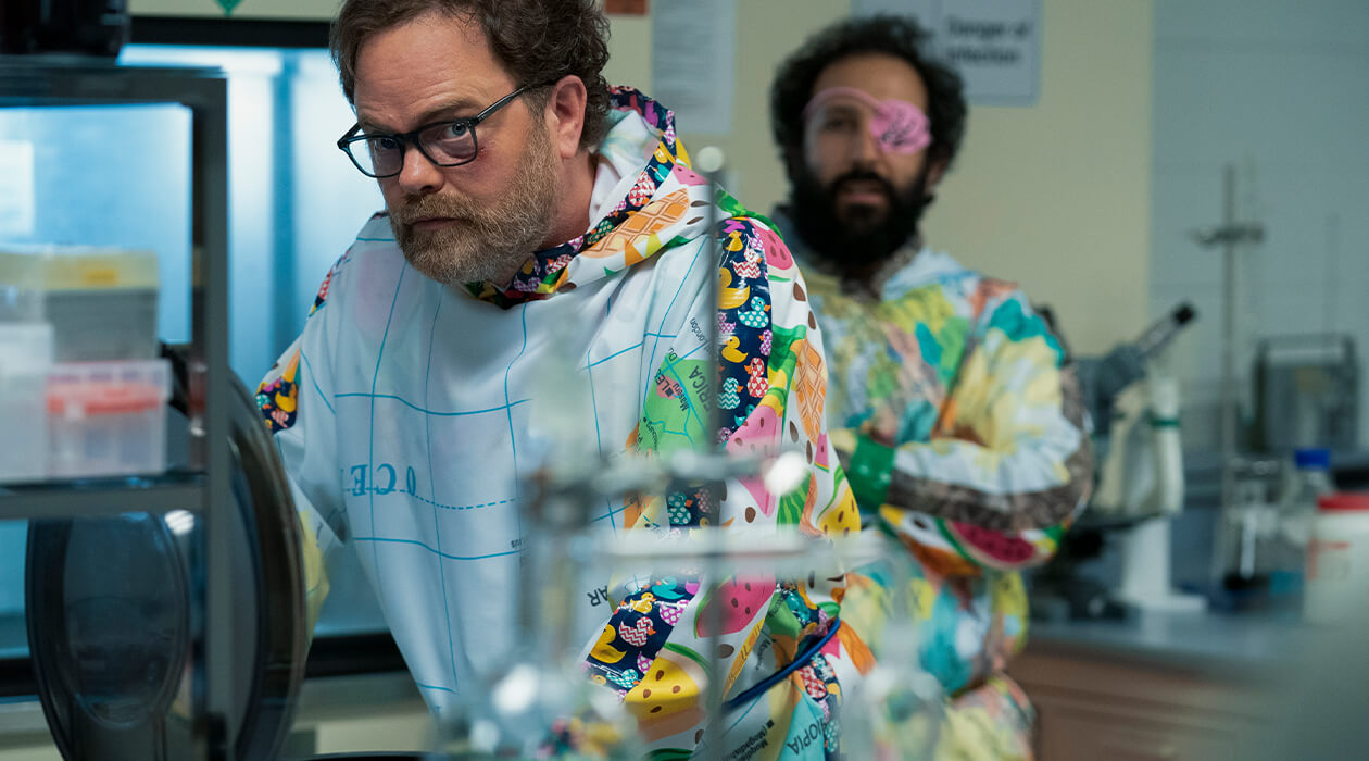 Rainn Wilson as Michael Stearns and Desmin Borges as Wilson Wilson